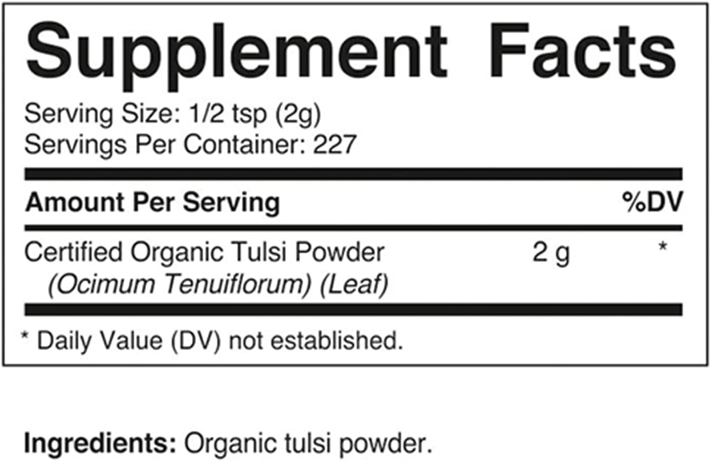 Certified USDA Organic Tulsi (Holy Basil) Powder 1 Pound (16 Ounce) TLBH