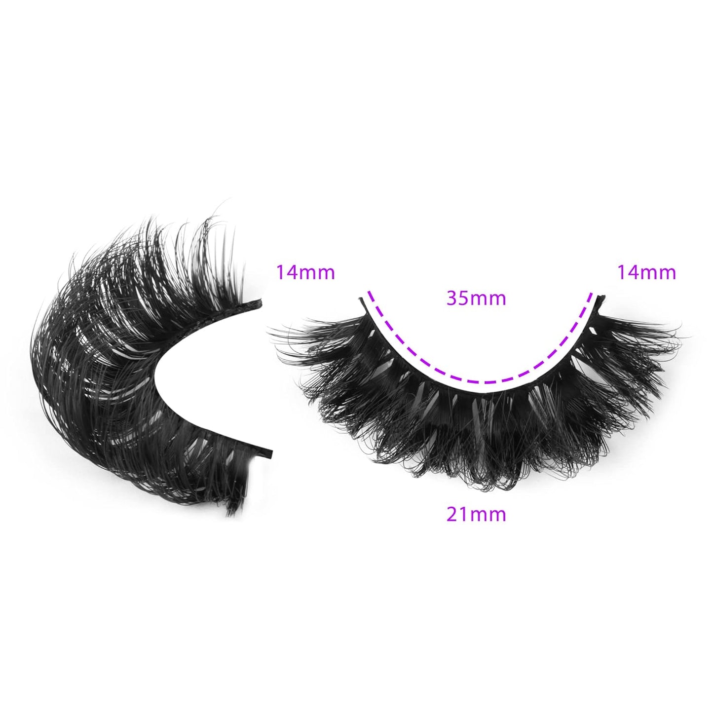 Natural False Eyelashes Fluffy Mink Lashes 3D Wispy D Curl Eye Lashes Russian Strip Thick Full False Eyelashes 5 Pairs 21Mm by  Eyelashes