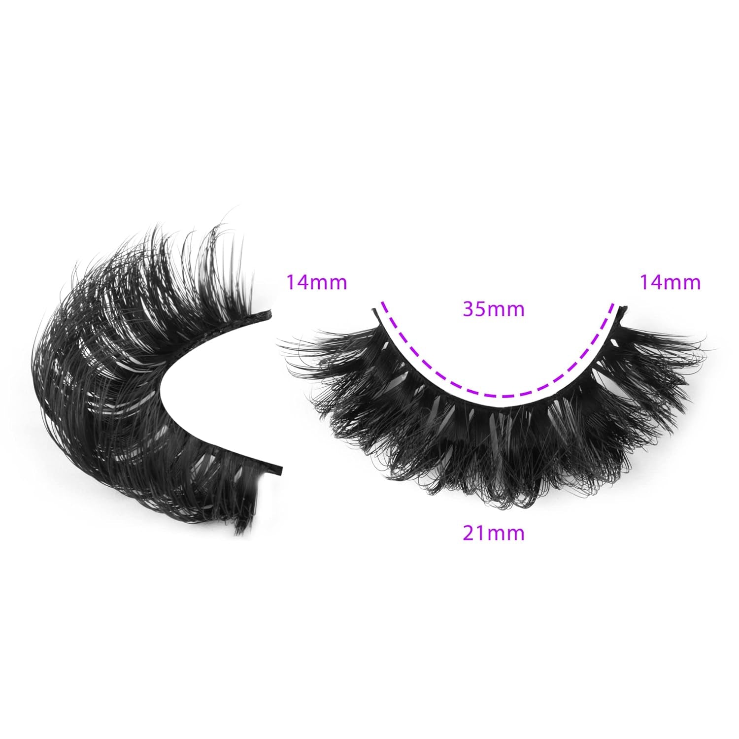 Natural False Eyelashes Fluffy Mink Lashes 3D Wispy D Curl Eye Lashes Russian Strip Thick Full False Eyelashes 5 Pairs 21Mm by  Eyelashes