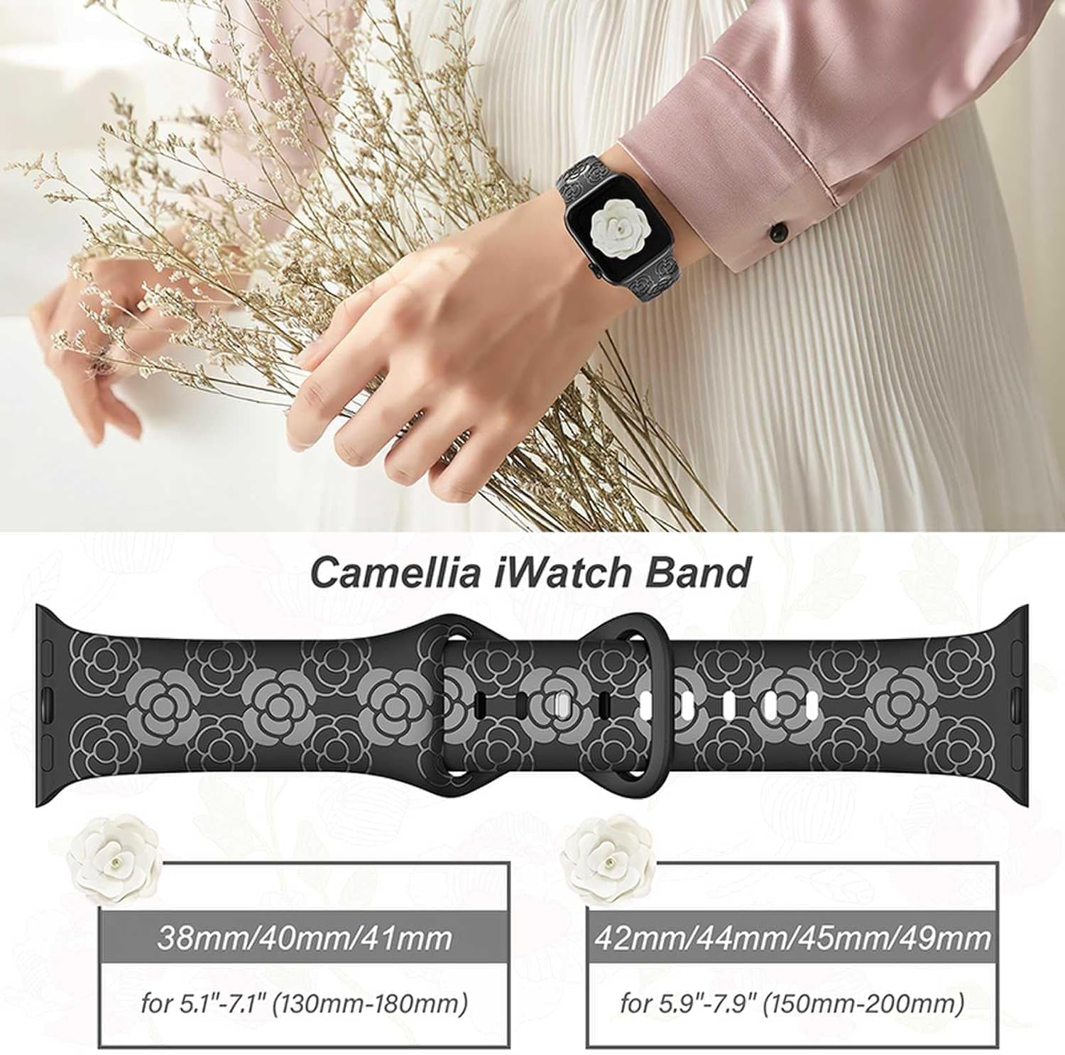 Floral Bands for Apple Watch 42Mm 44Mm 45Mm 49Mm Women, Soft Silicone Sport Straps with Cute Flower Patterns Compatible with Iwatch Bands Series Ultra SE 9 8 7 6 5 4 3 2 1