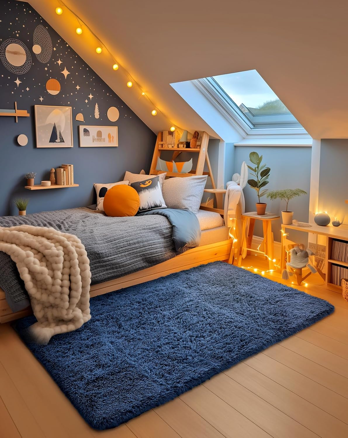 Area Rugs 9X12 Living Room, Large Grey Bedroom Carpet, Big Shag Indoor Thick Soft Nursery Rug, Gray Fluffy Carpets for Boy and Girls Room Dorm Home Decor Aesthetic