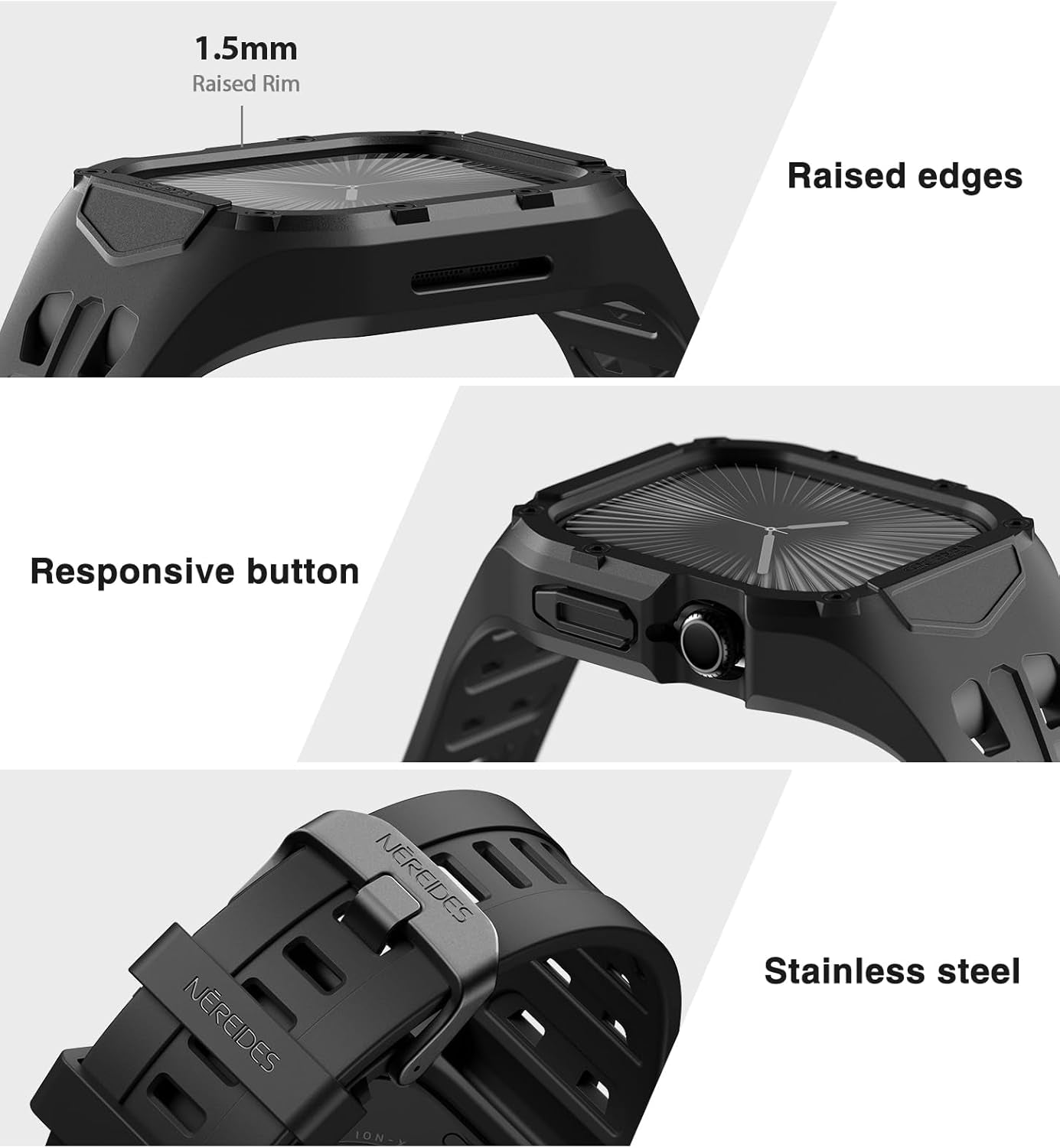 Compatible with Apple Watch Band 46Mm Series 10 with Case, Shockproof Rugged Band Strap for Iwatch Series 10 46Mm Band with Bumper Case Men
