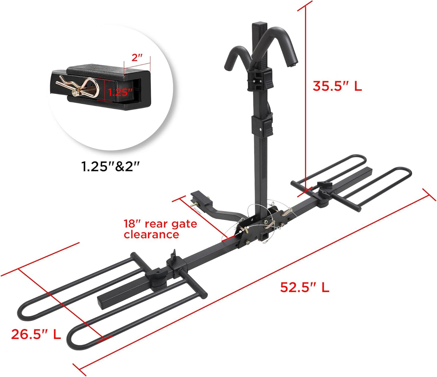 Young 2 Bike Rack Hitch Mount Foldable Platform Style, Bicycle Carrier for Cars Suvs Trucks Vans, 80 Lbs. Capacity