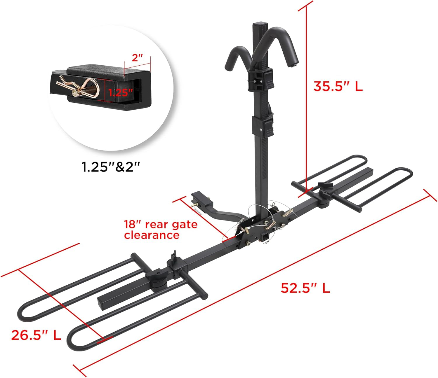 Young 2 Bike Rack Hitch Mount Foldable Platform Style, Bicycle Carrier for Cars Suvs Trucks Vans, 80 Lbs. Capacity