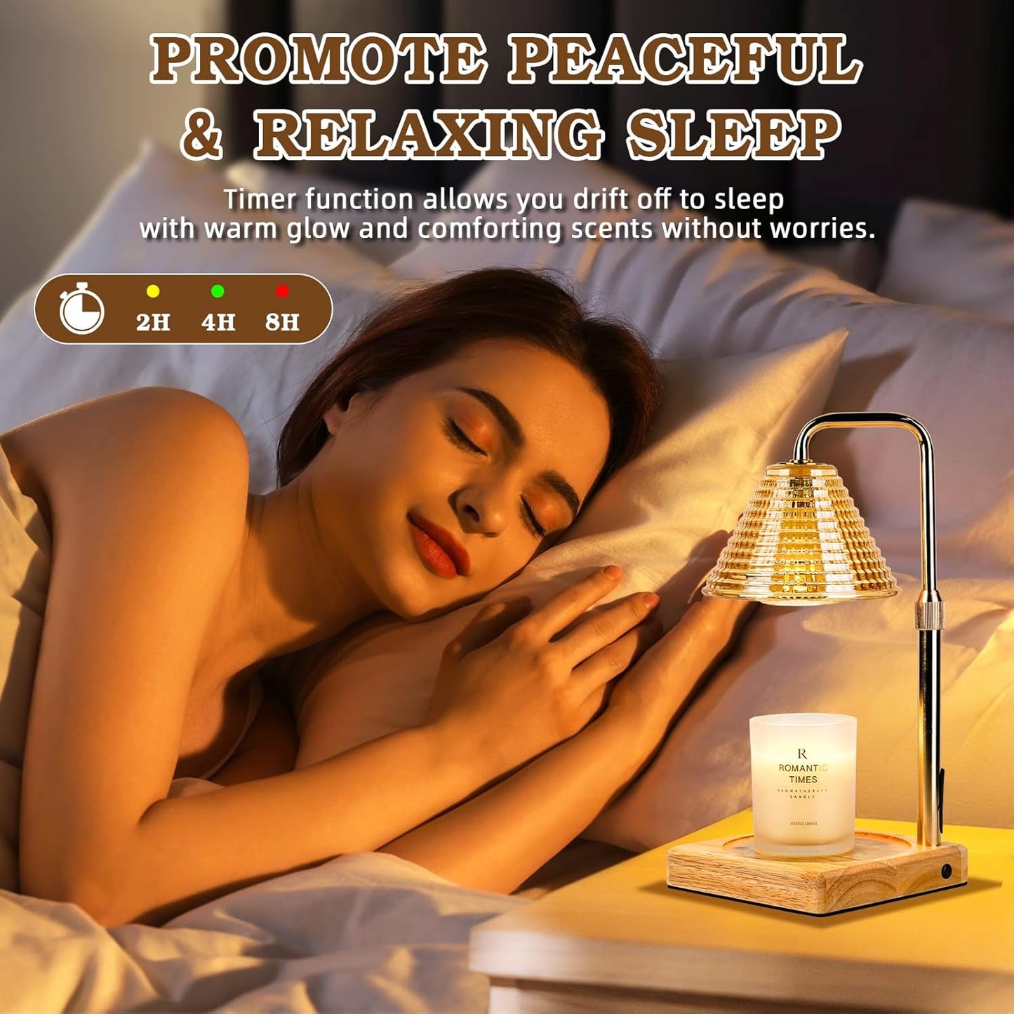 Dimmable Candle Warmer Lamp with Timer, Glass Candle Lamp Warmer for Jar Candle, Xmas Gifts for Mom Unique, 2024 Womens Gifts for Christmas, Home Decor for Bedroom Living Room Decor Aesthetic, Amber