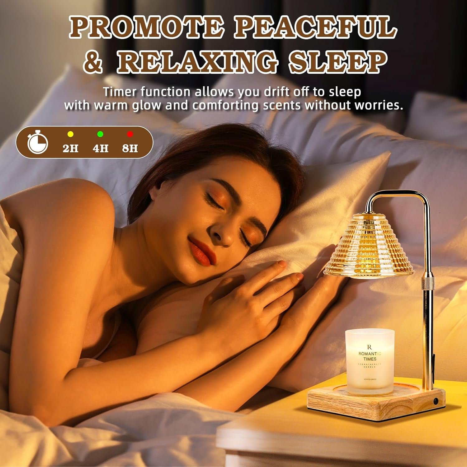 Dimmable Candle Warmer Lamp with Timer, Glass Candle Lamp Warmer for Jar Candle, Xmas Gifts for Mom Unique, 2024 Womens Gifts for Christmas, Home Decor for Bedroom Living Room Decor Aesthetic, Amber