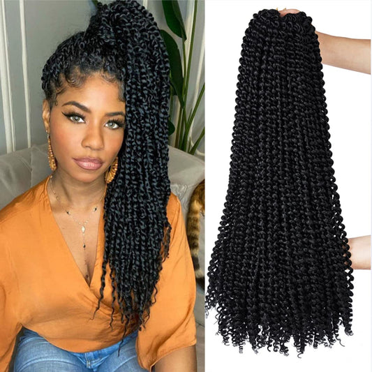Passion Twist Hair 22 Inch Water Wave Crochet Hair 6 Packs Passion Twists Braiding Hair Long Bohemian Synthetic Hair Passion Twist Hair Extensions(22Inch, 1B)