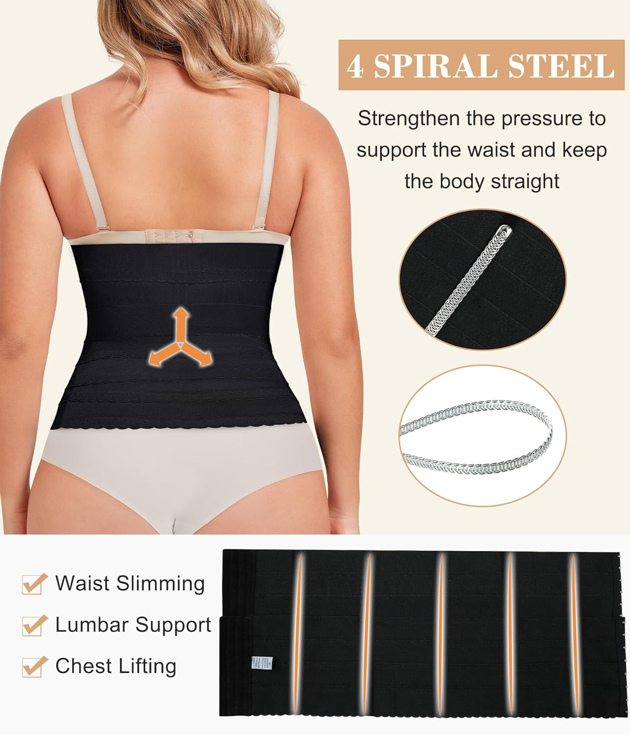 Segmented Waist Trainer for Women Waist Cincher Shapewear for Women Tummy Control Workout Body Shaper Girdle