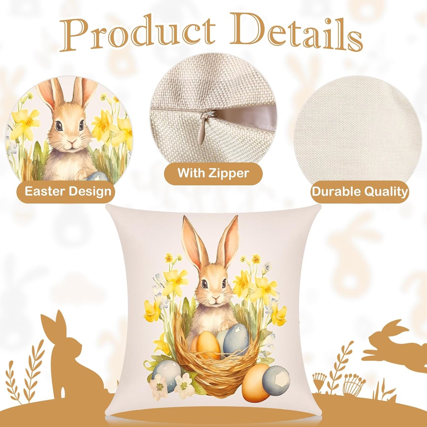 8 Pcs Happy Easter Pillow Covers 18 X 18 Inch Bunny He Is Risen Cross Eggs Spring Home Decor Throw Pillow Covers Linen Pillowcase Easter Decorations Throw Pillow Covers Decor for Sofa Couch