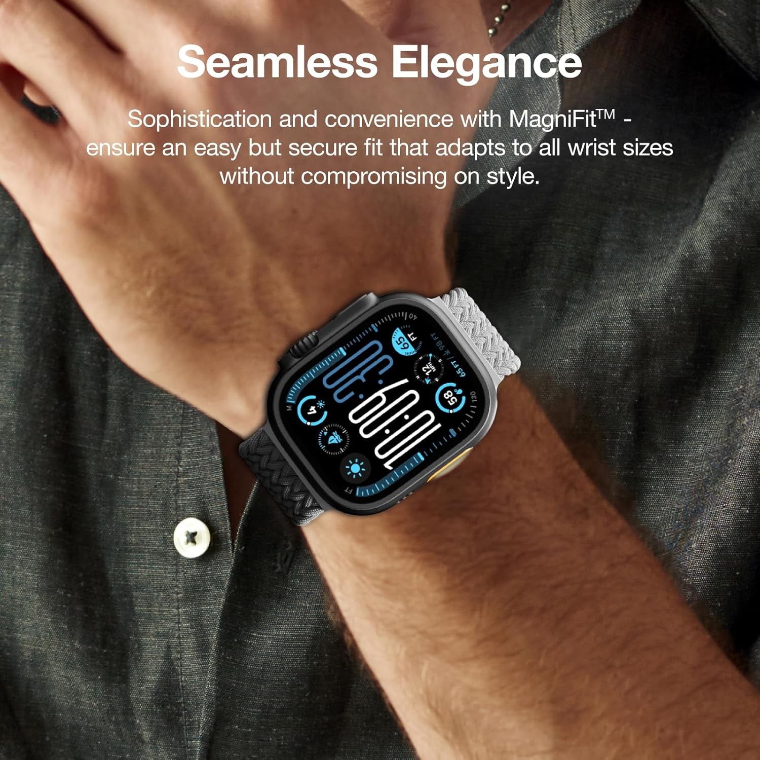 Magnetic Braided Wristbands Compatible with Apple Watch Band 42Mm 44Mm 45Mm 46Mm 49Mm, Elastic Watch Strap for Iwatch Ultra Series 10 9 8 7 6 5 4 3 2 Women and Men, 1 Extra Band for Color Combination