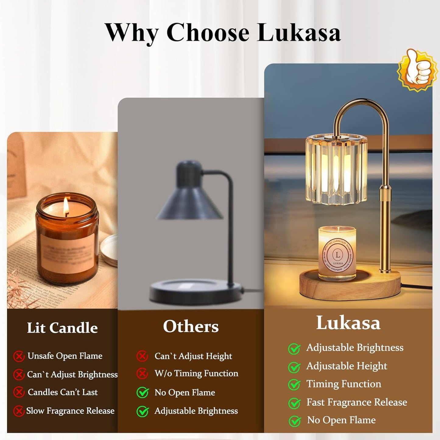 Candle Warmer Lamp, with Timer and Dimmer, Adjustable Height, Gifts for Women Mom, House Warming Gifts New Home Decor, Wax Melt Warmer for Scented Jar Candles, with 2 Bulbs