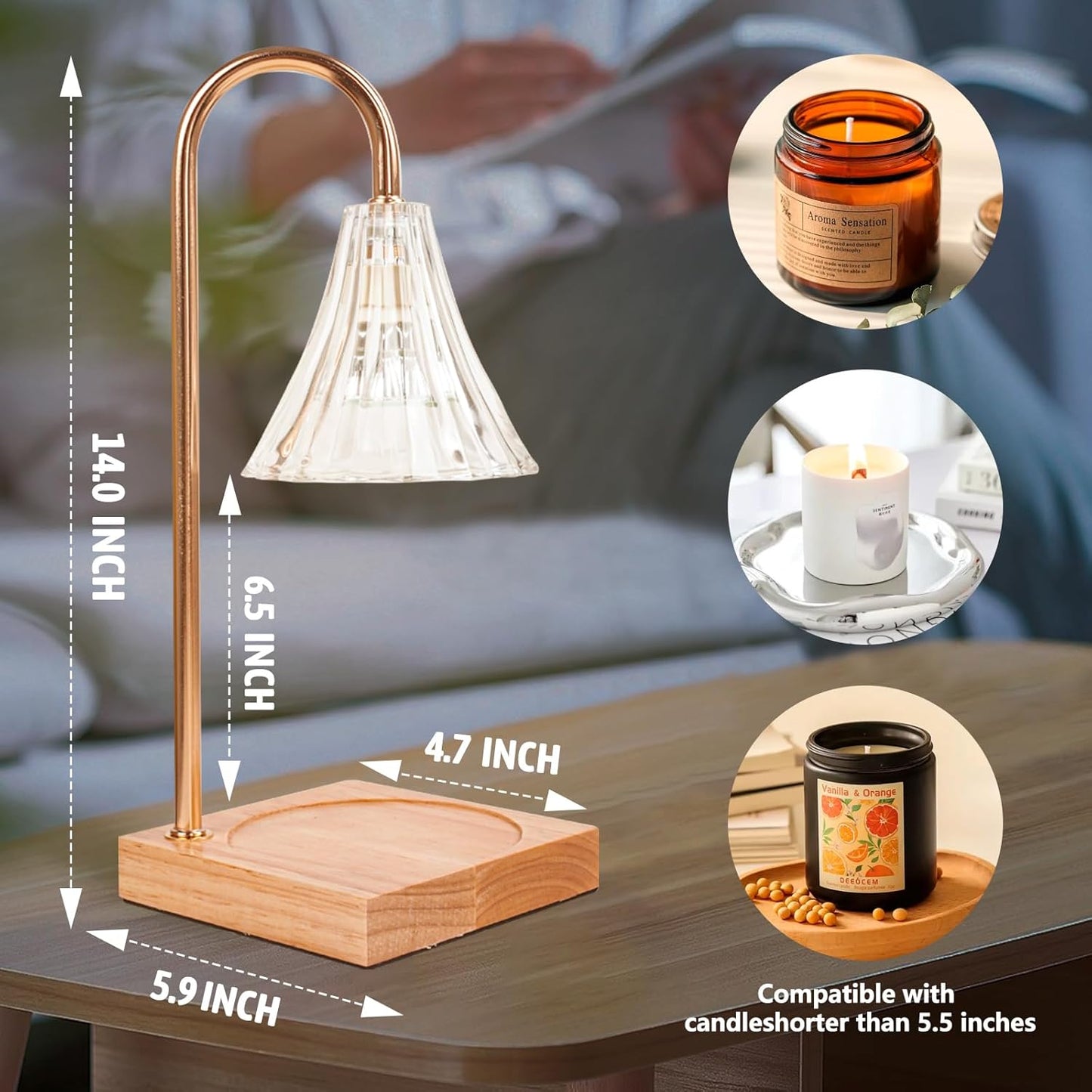 Fragrance Candle Warmer Lamp，Electric Candle Warmer with Timer & Dimmer，Mom Christmas Birthday Gifts for Women, House Warming Gifts New Home Bedroom Decor