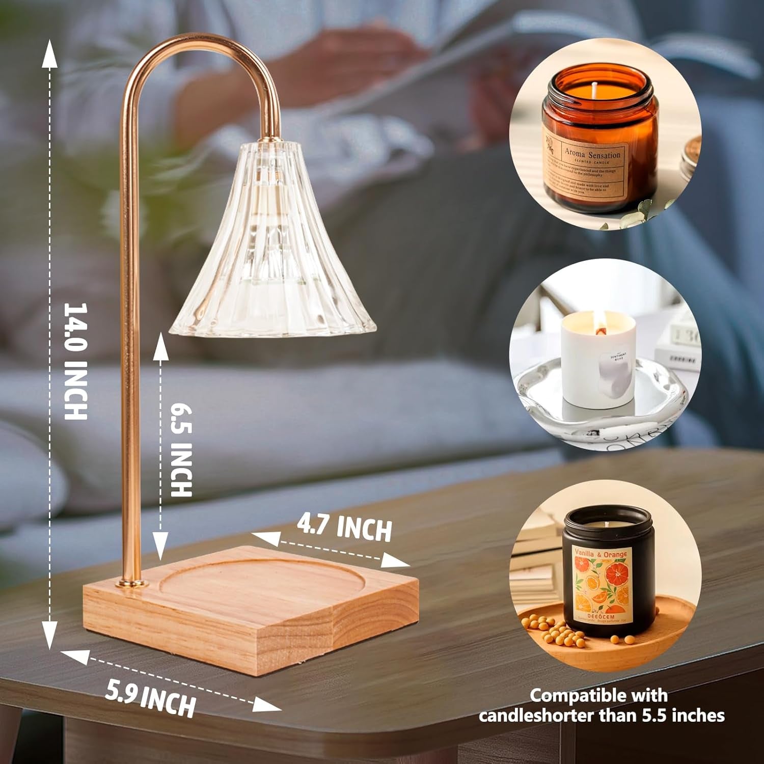 Fragrance Candle Warmer Lamp，Electric Candle Warmer with Timer & Dimmer，Mom Christmas Birthday Gifts for Women, House Warming Gifts New Home Bedroom Decor