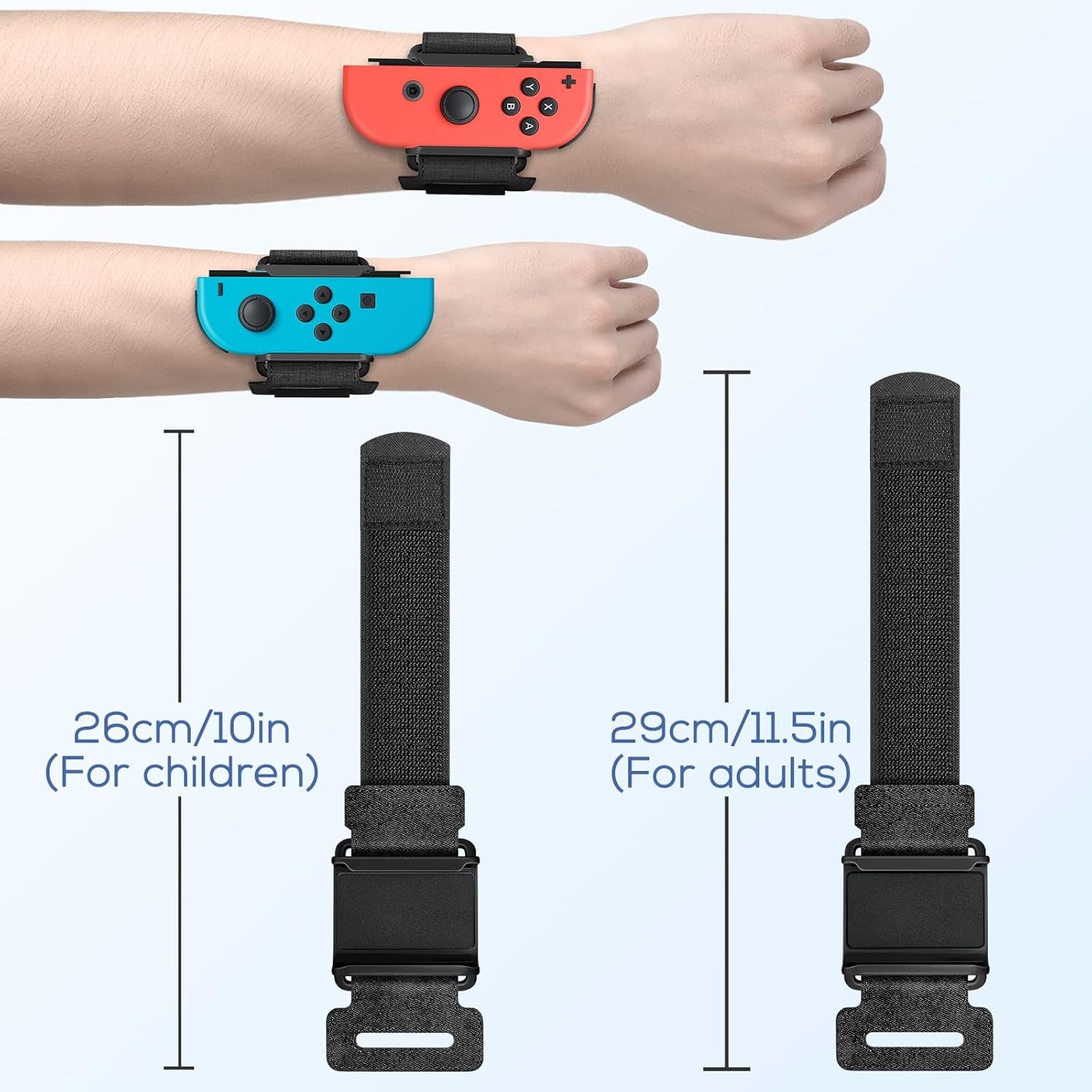 Wrist Bands for Nintendo Switch Just Dance 2025 2024 2023 & Zumba Burn It Up, Adjustable Elastic Straps for Switch & Switch OLED Joy Con Controller, 2 Pack Wristbands for Kid and Adult - Black