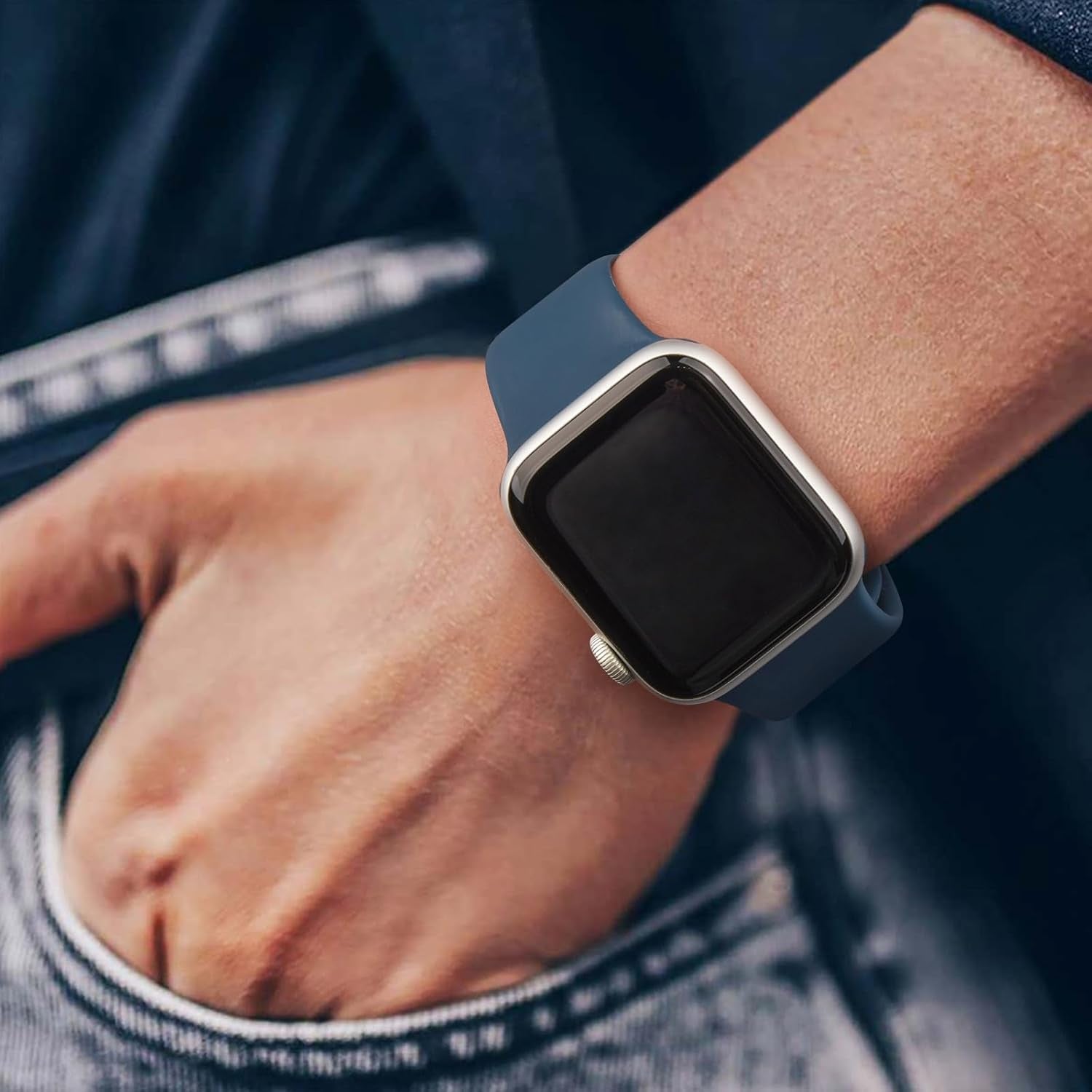 Bands Compatible with Apple Watch Band 38Mm 40Mm 41Mm 42Mm 44Mm 45Mm 49Mm, Soft Liquid Silicone Waterproof Replacement Sport Strap Wristbands for Iwatch Series Ultra2 Ultra SE2 9 8 7 6 5 4 3 2 1 SE Women Men