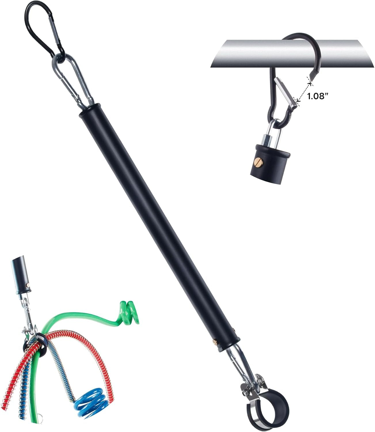 16” Double Tender Spring Kit, Dual Tender Spring for Suspending Trailer Air Line & Electric Cords, Tender Spring Assembly with Hanger Bracket for Semi Trucks Tractors Trailers