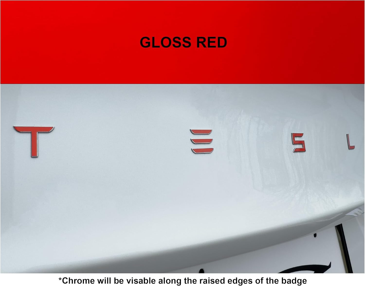 Vinyl Logo Wrap for Tesla Model 3 (2024 to Current), Standard Wrap, 2 Pc-Set (Gloss Red)