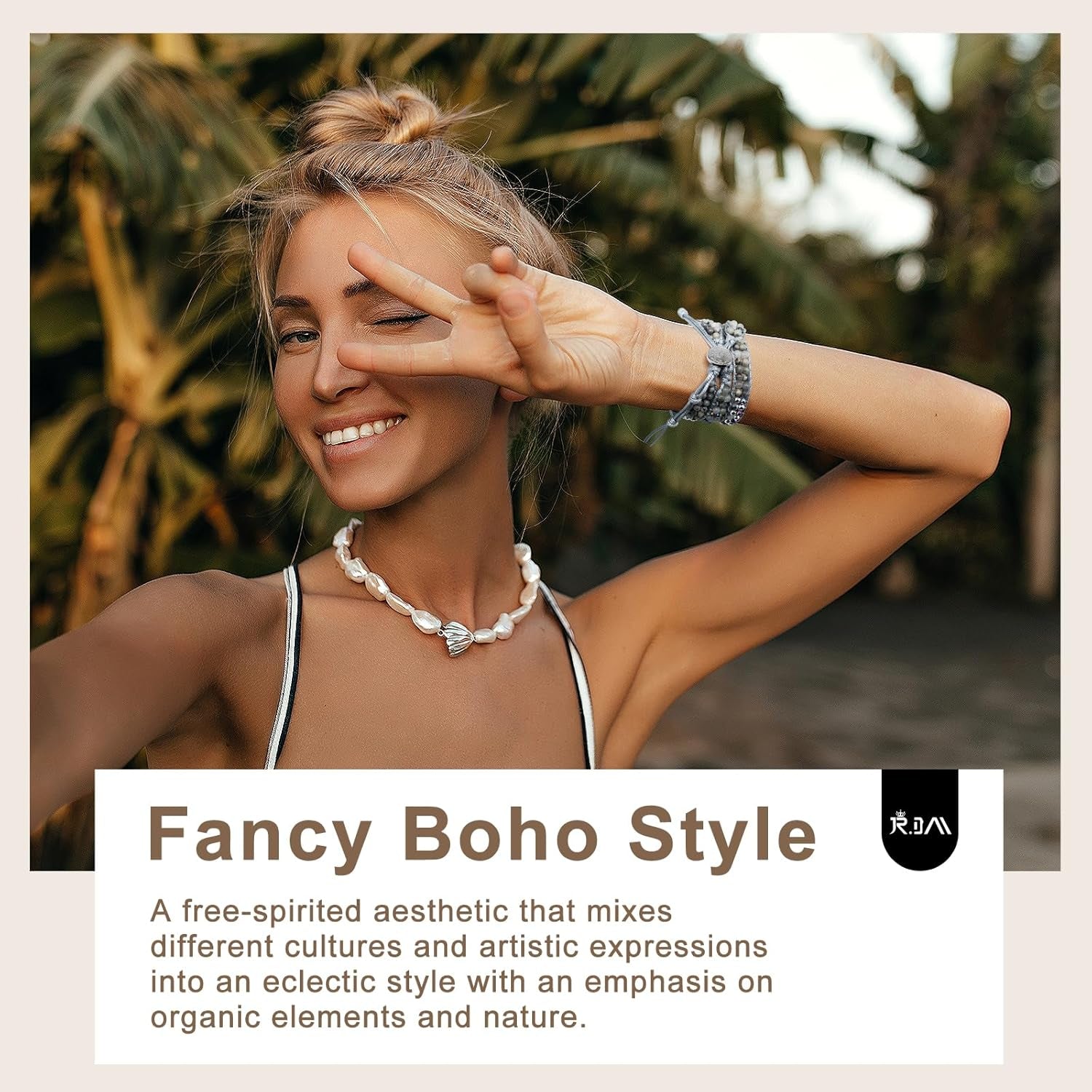 Boho Beaded Watch Band Women Compatible with Apple Watch 42Mm 44Mm 45Mm 46Mm 49Mm Grey Bead Stone Bracelet Adjustable Handmade Braided Strap for Iwatch Series 10/9/8/7/6/5/4/3/2/1/Se/Ultra 1 2