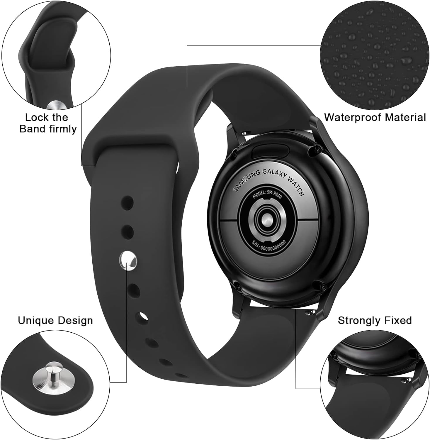 Bands Compatible with Samsung Galaxy Watch 5 Band 40Mm 44Mm, Galaxy Watch 5 Pro Bands 45Mm, 20Mm Soft Silicone Sport Replacement Strap for Galaxy Watch 5 Band Women Men