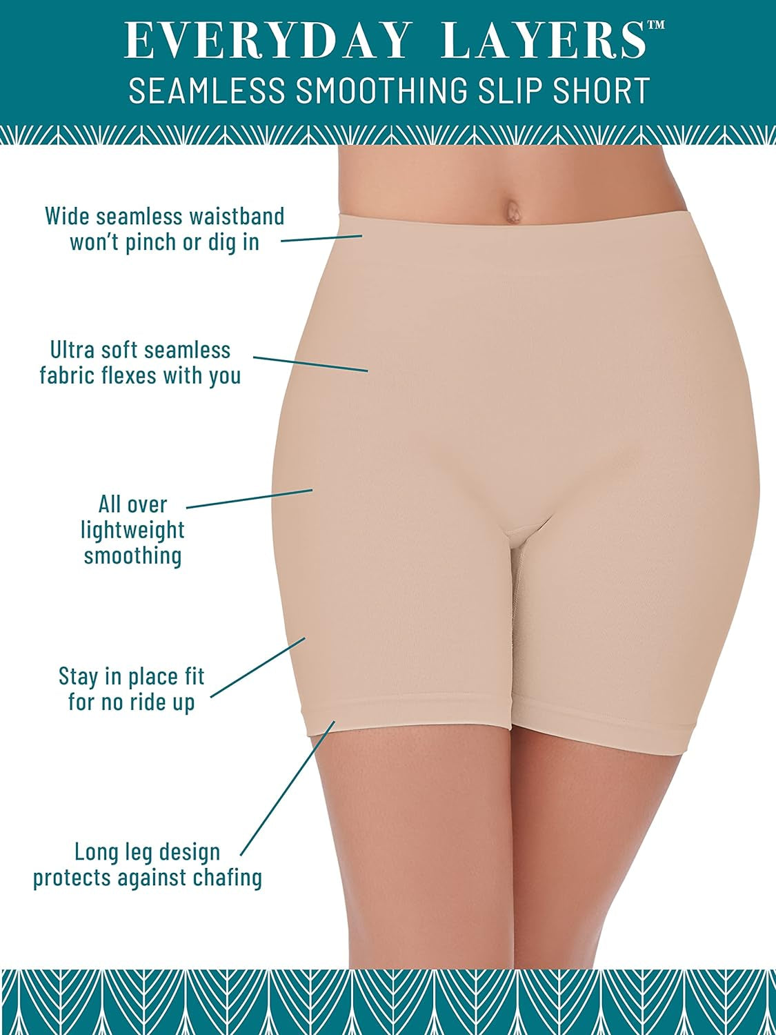 Women'S Seamless Slip Shapewear Shorts, No Show Look under Dresses, Skirts & Pants