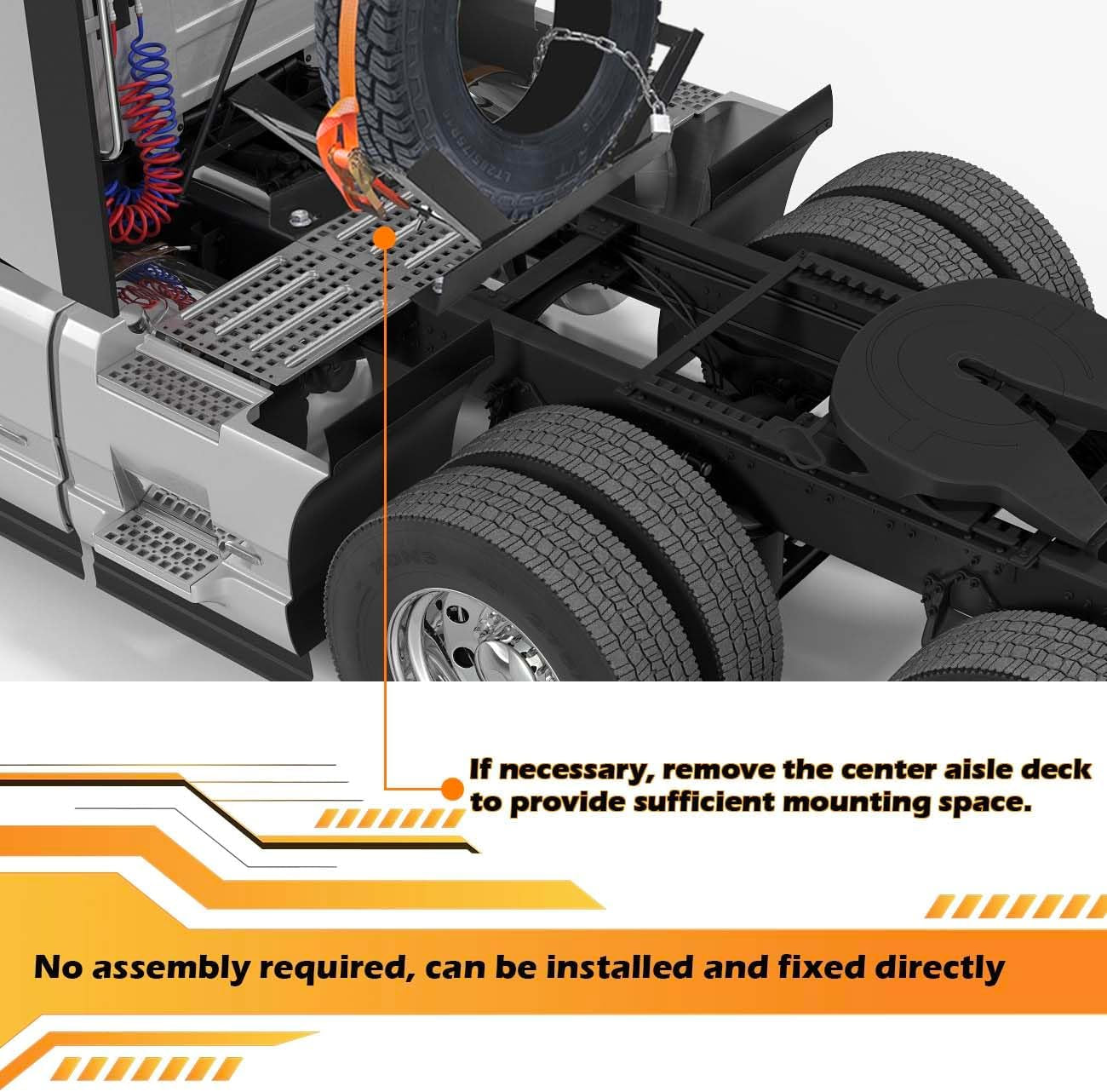 Semi Truck Spare Tire Rack Commercial Truck Tire Storage Rack Tractor Trailer Steel Tire Mount Holder Adjustable Tire and Rim Carrier Holder Bed Rack behind Cab (No Assembly Required) TRUCK DRIVER