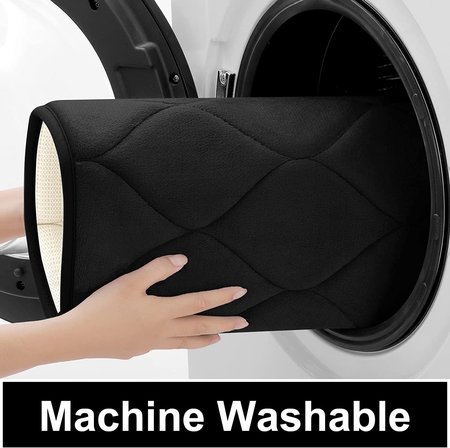 Memory Foam Bathroom Rugs, Ultra Soft & Non-Slip Bath Mat, Water Absorbent and Machine Washable Bath Carpet Rug for Shower Bathroom Floor Rugs, 30''X20'', Black