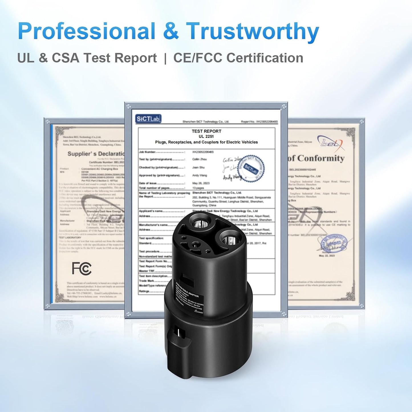 J1772 to Tesla Charger Adapter, Max 80A 280V Fast Charging for Tesla Model 3/Y/X/S with Safety Certified Charger Connecting Charging Adapter, SAE J1772 EV Adapter for Tesla Cars Only