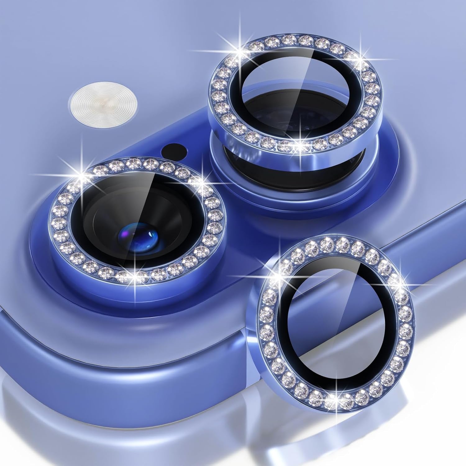 Compatible for Iphone 16 /Iphone 16 plus Camera Lens Protector Bling, 9H Tempered Glass Camera Cover Screen Protector Metal Ring Decoration Accessories(Glitter-Pink)