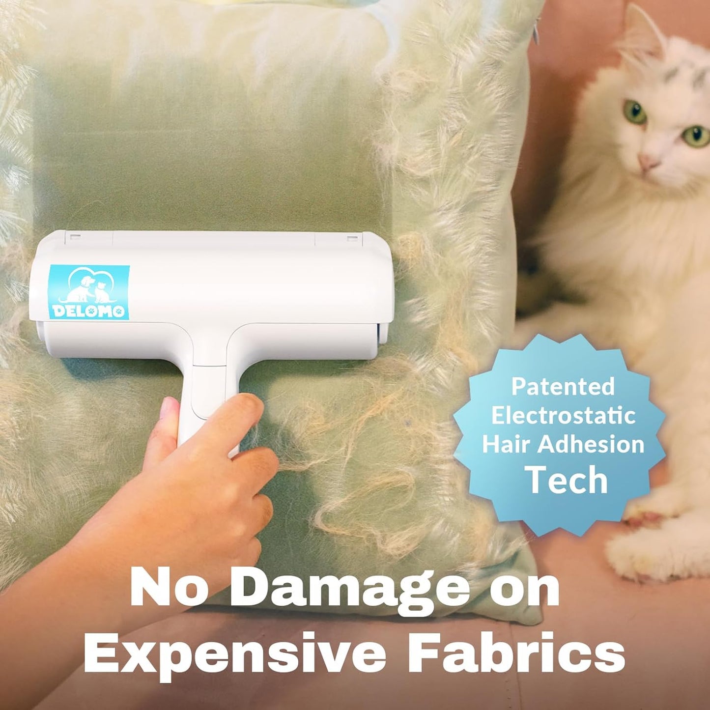 Pet Hair Remover - Lint Roller for Pet Hair - Cat and Dog Hair Remover for Couch, Furniture, Carpet, Car Seat, Reusable Roller with Self-Cleaning Base - Upgraded Animal Fur Removal Tool