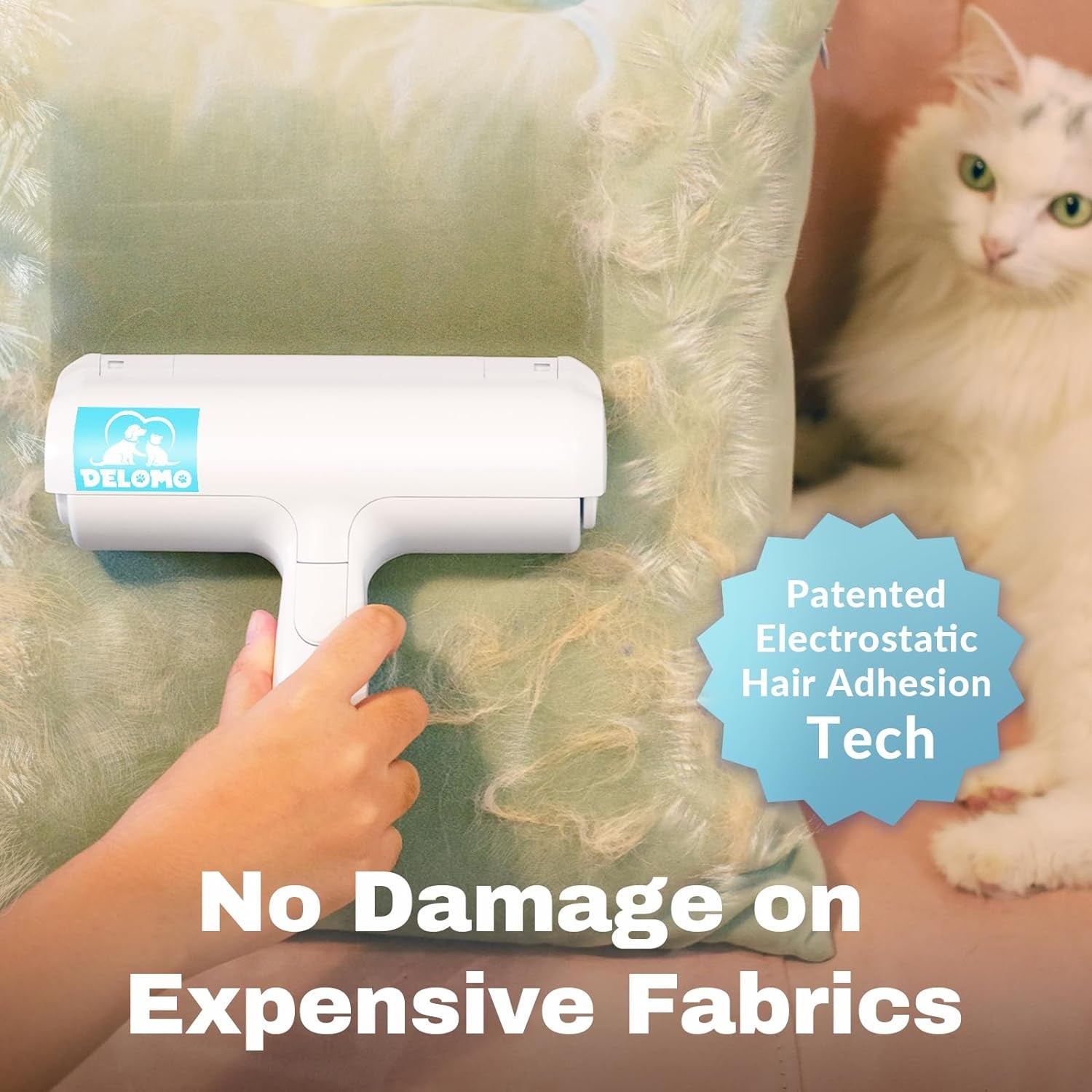 Pet Hair Remover - Lint Roller for Pet Hair - Cat and Dog Hair Remover for Couch, Furniture, Carpet, Car Seat, Reusable Roller with Self-Cleaning Base - Upgraded Animal Fur Removal Tool