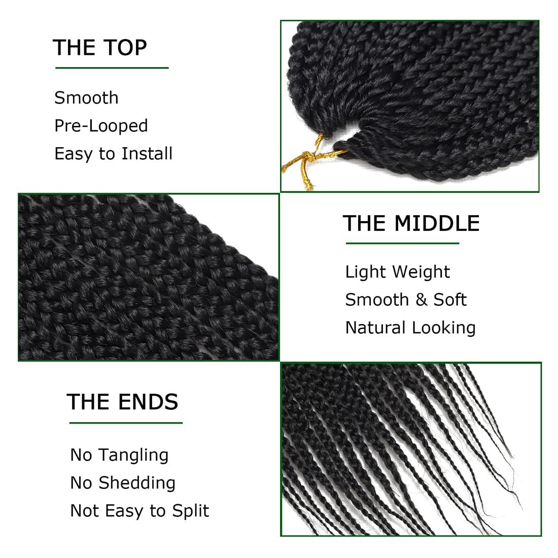 Crochet Box Braids Hair Pre Looped Goddess Box Braids Crochet Braiding Hair 7 Packs Crochet Box Braids 3X Box Braids Crochet Hair (14 Inch, 1B)