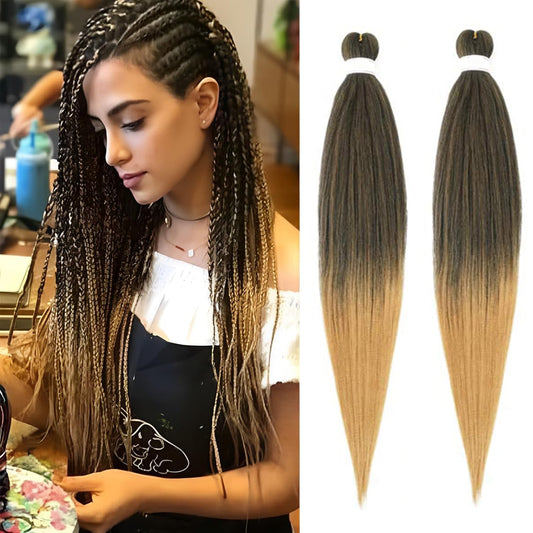 Ombre Braiding Hair Pre Stretched 26Inch 2 Packs Blonde Pre Stretched Braiding Hair Long Straight Kanekalon Braiding Hair Yaki Synthetic Hair for Braiding