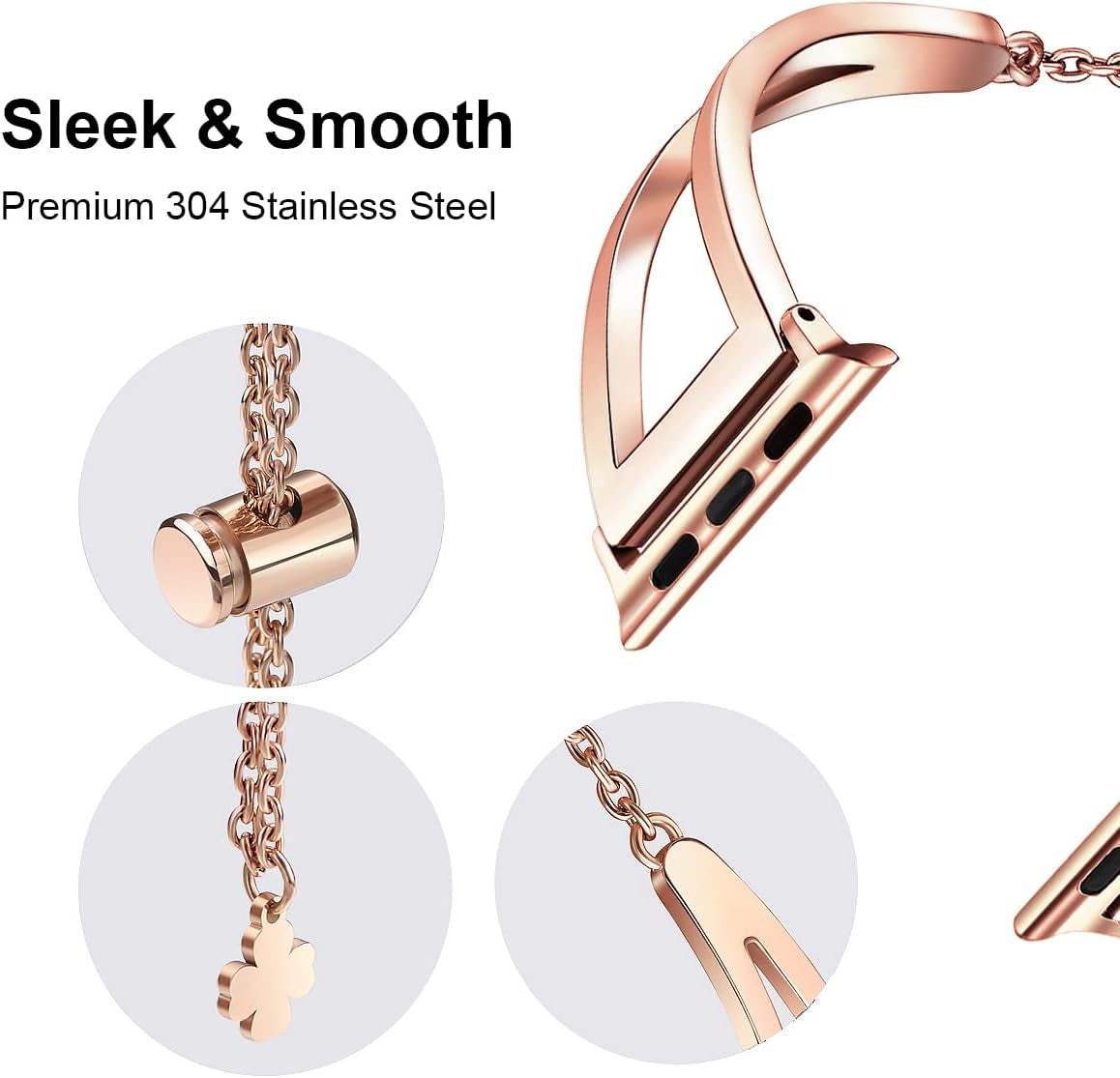 Stainless Steel Bands Compatible with Apple Watch Bands 38Mm 40Mm 41Mm 42Mm 44Mm 45Mm Iwatch Series 9/8/7/6/5/4/3/2/1/SE, Dressy Metal Bangle Bracelet Women