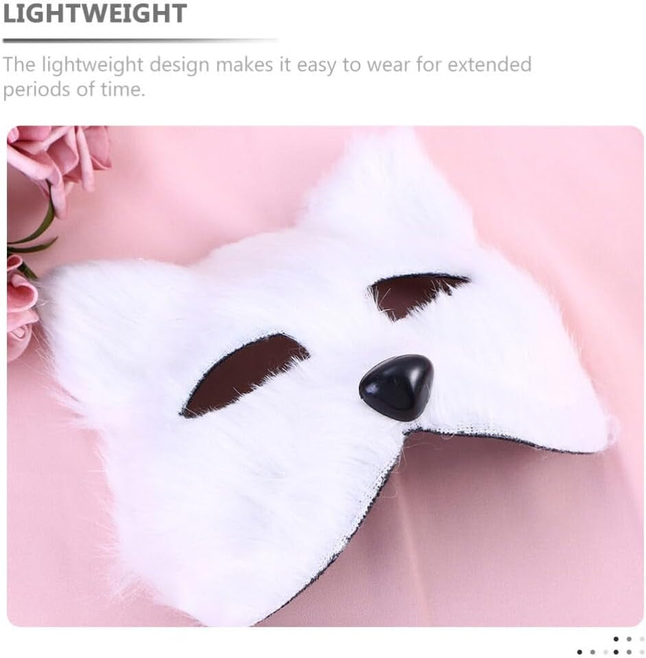 2Pcs Mask Halloween Fox Therian Mask Cosplay Costume Half Face Animal Furry Party Halloween Eye Cat Masks Halloween Costumes