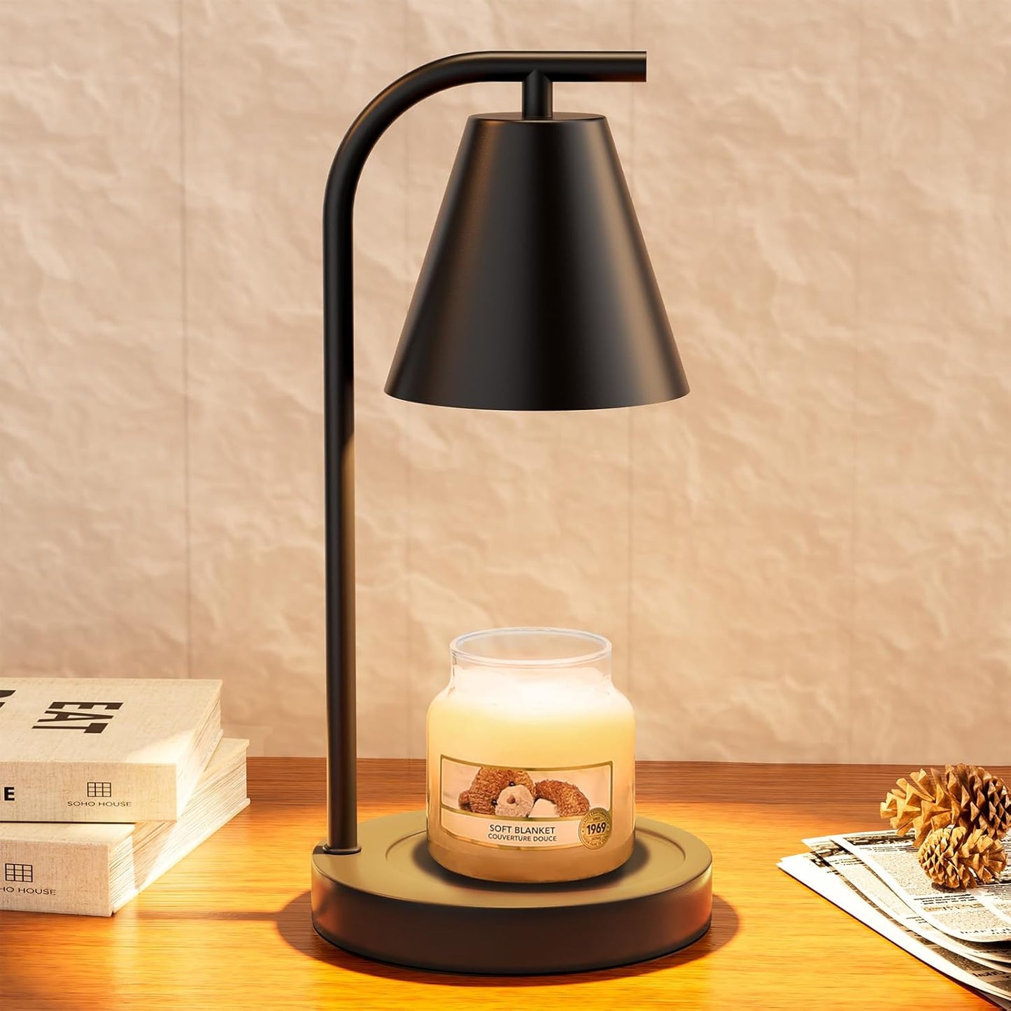 White Candle Warmer with Timer - Electric Candle Lamp for Scented Wax with 2 Bulbs - House Warming Gifts for Women