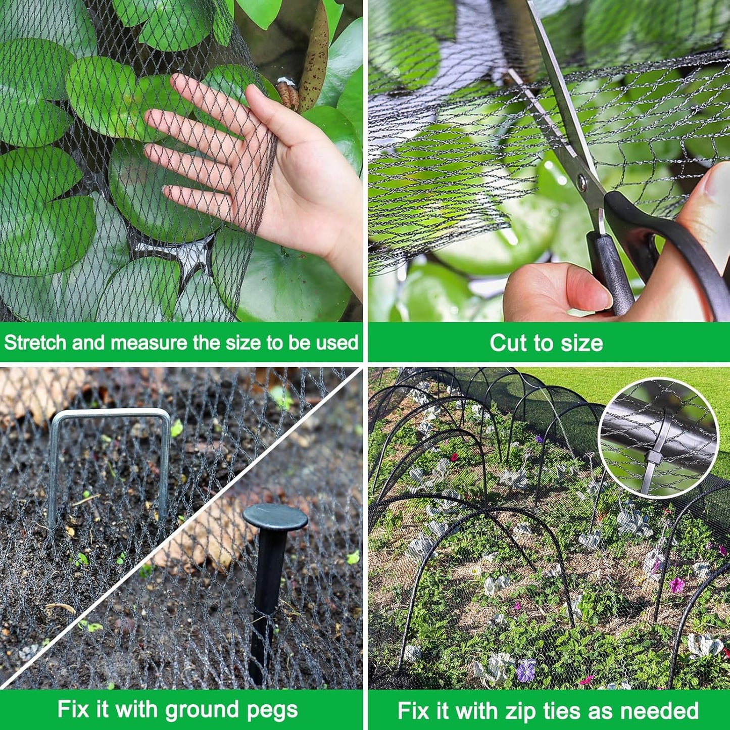 Pond Netting Kit, 15 X 20 Feet Pond Covers for Outdoor Fish Ponds,Pond Net Floating Guard Protect Fish Koi from Birds Cats, Herons,30G/㎡ Mesh Leaves Catcher(20Pcs Stakes Included)