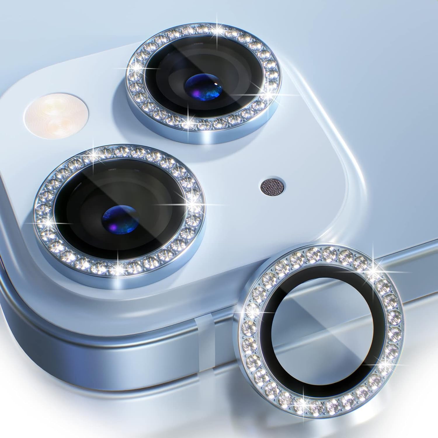 Compatible for Iphone 16 /Iphone 16 plus Camera Lens Protector Bling, 9H Tempered Glass Camera Cover Screen Protector Metal Ring Decoration Accessories(Glitter-Pink)