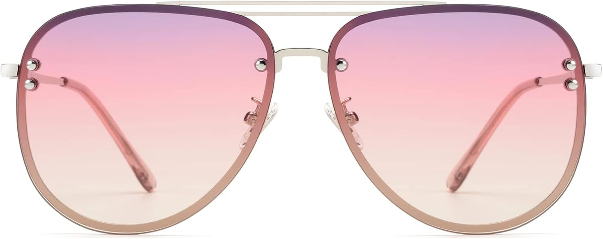 Premium Rimless Oversized Aviator Sunglasses for Women, Polarized PC Lens UV Protection Women’S Shade VF2203