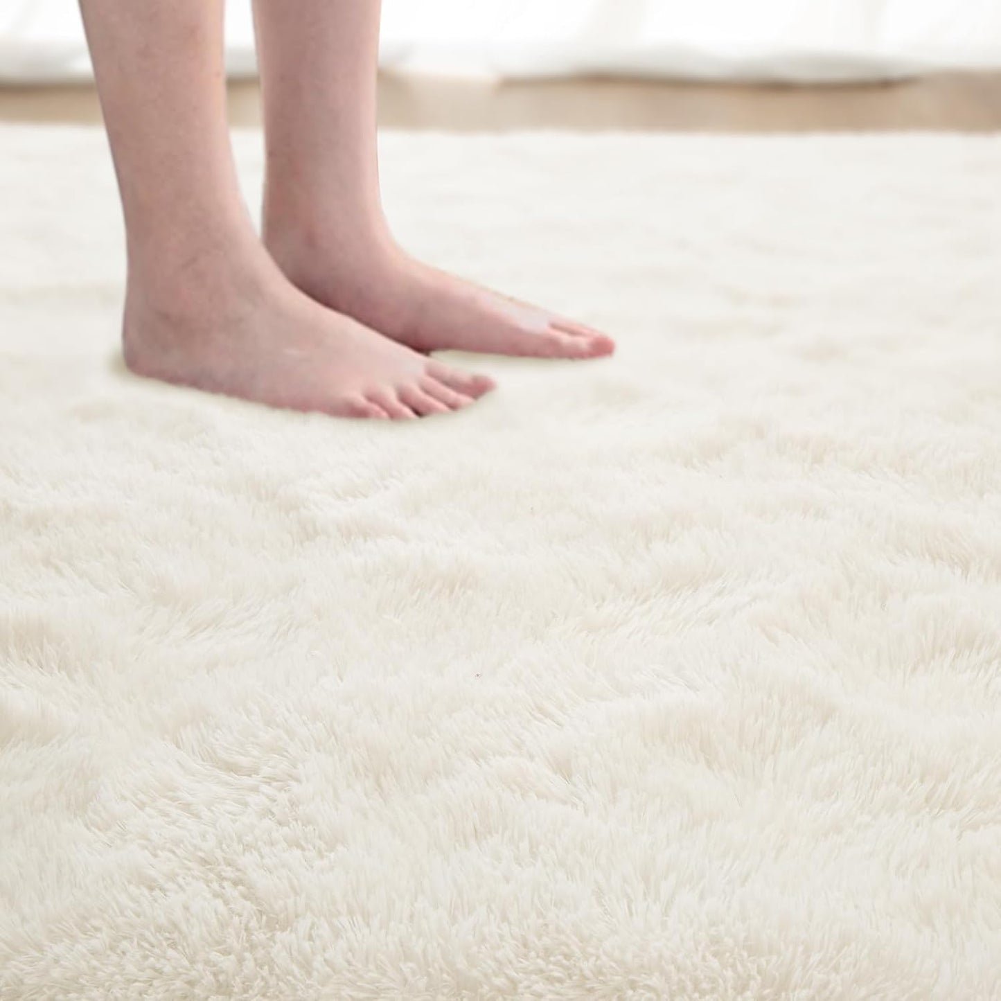 Rug for Bedroom 3X5 Feet Area Rug for Living Room Super Soft Shaggy Rugs for Kids Room Fluffy Fuzzy Carpets Long Plush Bedside Rug Nursery Christmas Home Decor for Boys Girls, Creamy White