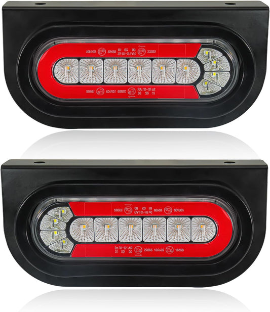 Trailer Lights with Bracket, Oval LED Trailer Lights with Sequential Turn Signal, Tail, Brake, Reverse, Submersible Boat Trailer Light Kit for Trucks, Tractor, Utility Trailer, RV, Caravan TRUCK DRIVER