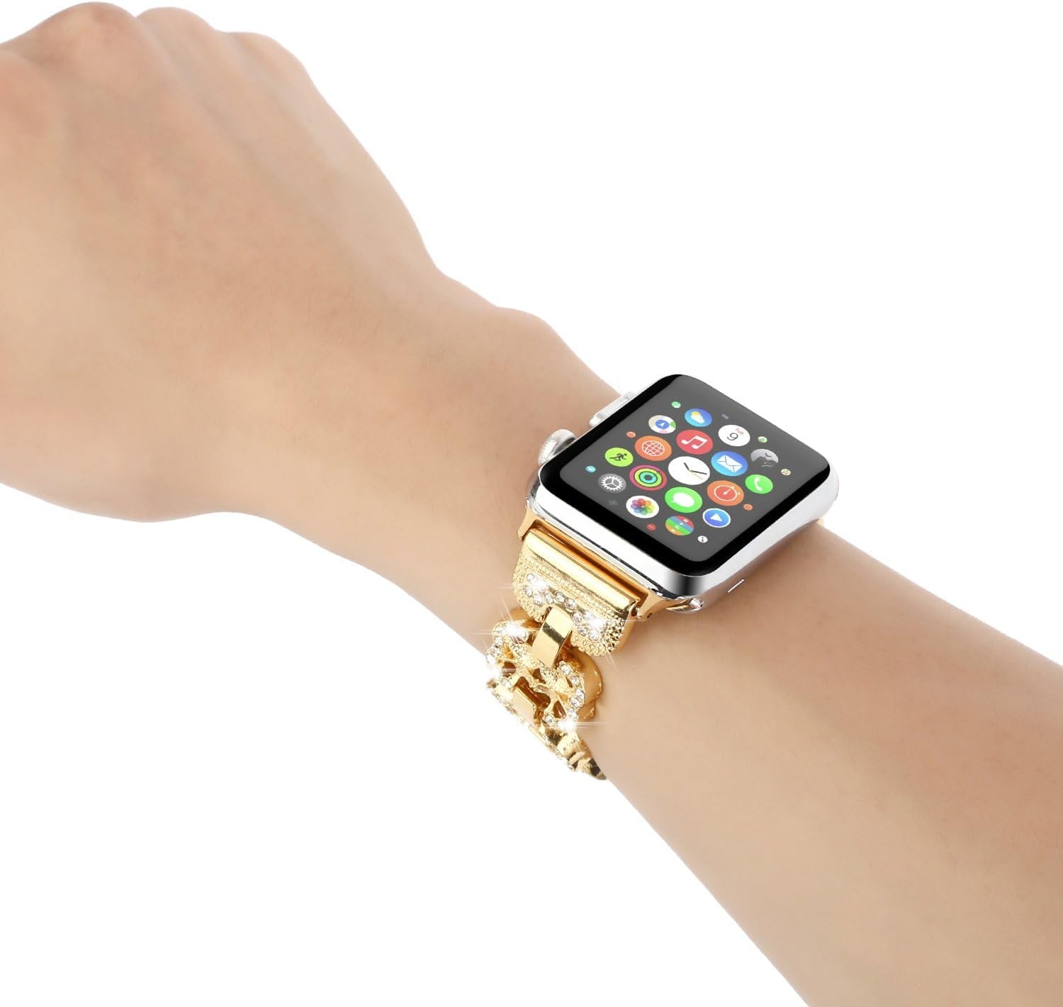 Rhinestone Bracelet for Apple Watch Band Series 9 8 7 6 5 4 3 2 1 SE 41Mm 38Mm 40Mm 49Mm 45Mm 42Mm 44Mm Women Girl Adjustable Jewelry Handmade Gift Replacement Strap for Iwatch Band