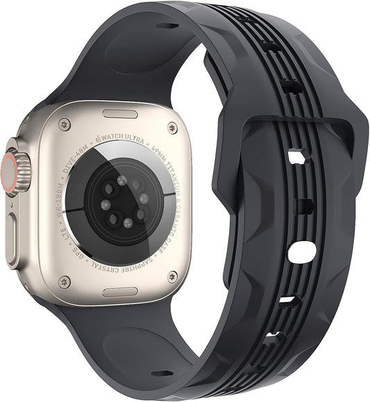 Watch Band Compatible with Apple Watch Series 9 8 7 6 5 4 3 2 1 SE Women Men,Fashion Linear Patterned Design Replacement Silicone Sport Wristband Strap