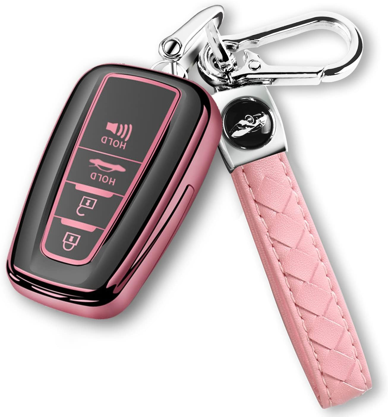 for Toyota Key Fob Cover with Keychain Suitable for Highlander RAV4 Camry Avalon C-HR Corolla GT86 Premium TPU Key Fob Case (Style 2-Blue)