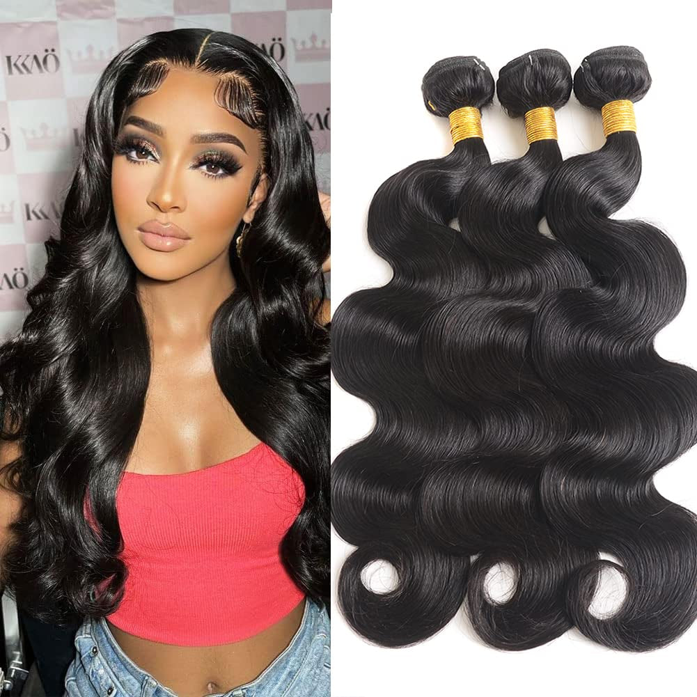 12A Human Hair Bundles 14 16 18 Inch Body Wave Bundles Human Hair 100% Unprocessed Brazilian Virgin Weave Hair Bundles Deals Human Hair 3 Bundles Human Hair Extensions Natural Color