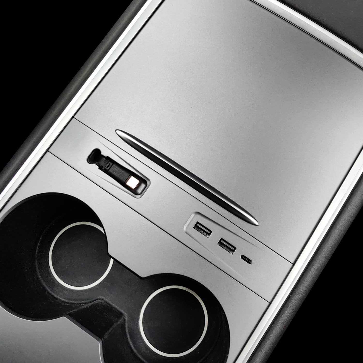 Retractable Hub Docking Station for Tesla Model Y (2021-2024) Tesla Model 3 (2021-2023), Multi-Port Phone Fast Charger for Model Y/3, Center Console USB Hub for Tesla Model 3 Model Y Accessories