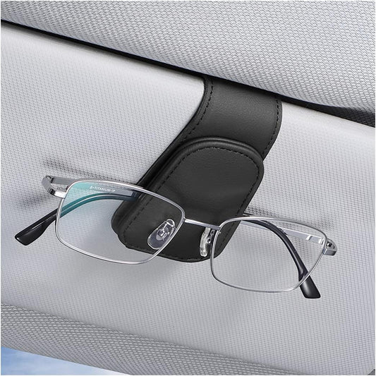 Sunglasses Holders for Car Sun Visor, Leather Eyeglasses Hanger Mounter, Magnetic Glasses Holder and Ticket Card Clip, Auto Interior Accessories Universal for SUV Pickup Truck TRUCK DRIVER