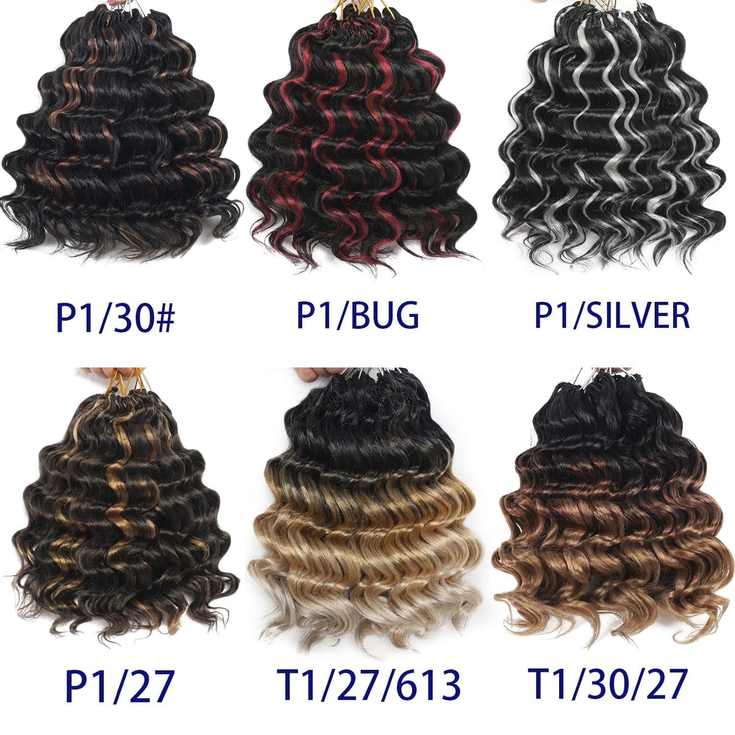 Burgundy Ombre Ocean Wave Crochet Hair Pre Looped 9 Inch Natural Curly Braiding Ocean Wave Hair 7 Packs 3 Tone Deep Wave Short Wavy Ocean Wave Crochet Braids for Women