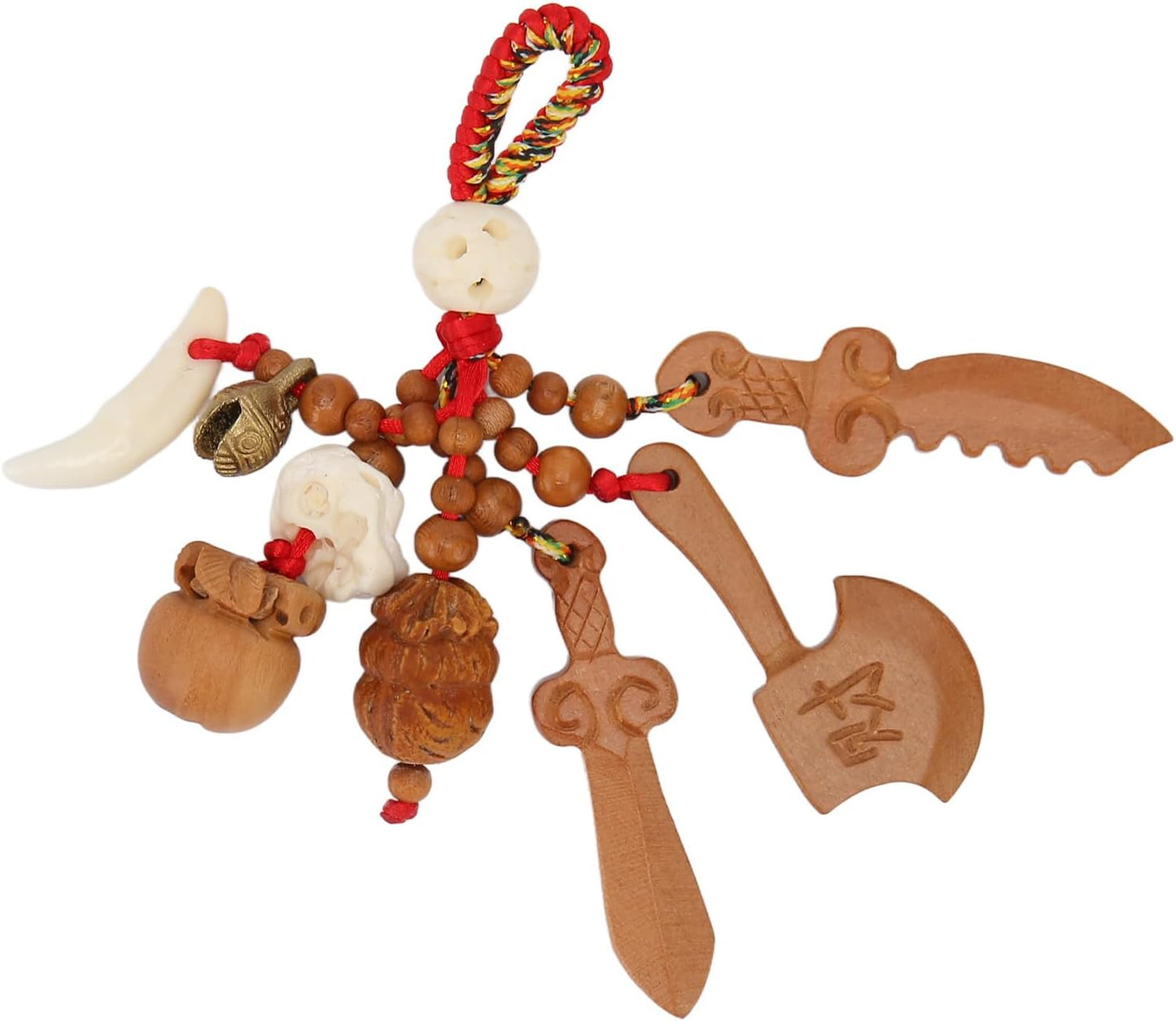 Peach Wood Sword Axe Pendant, Wood Carving Hanging Ornaments Good Luck Amulet for Wealth Success Home Office