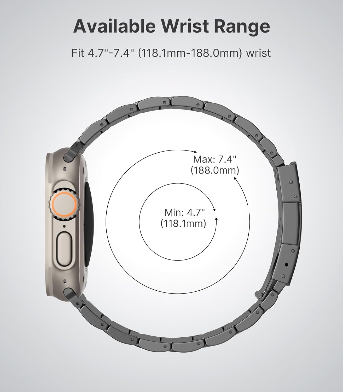 Titanium Band Compatible with Apple Watch Band 49Mm 45Mm 44Mm 42Mm Iwatch Ultra2 Ultra SE 2 SE Series 9 8 7 6 5 4 3 2 1, Titanium Replacement Watch Band with Folding Clasp, Gray