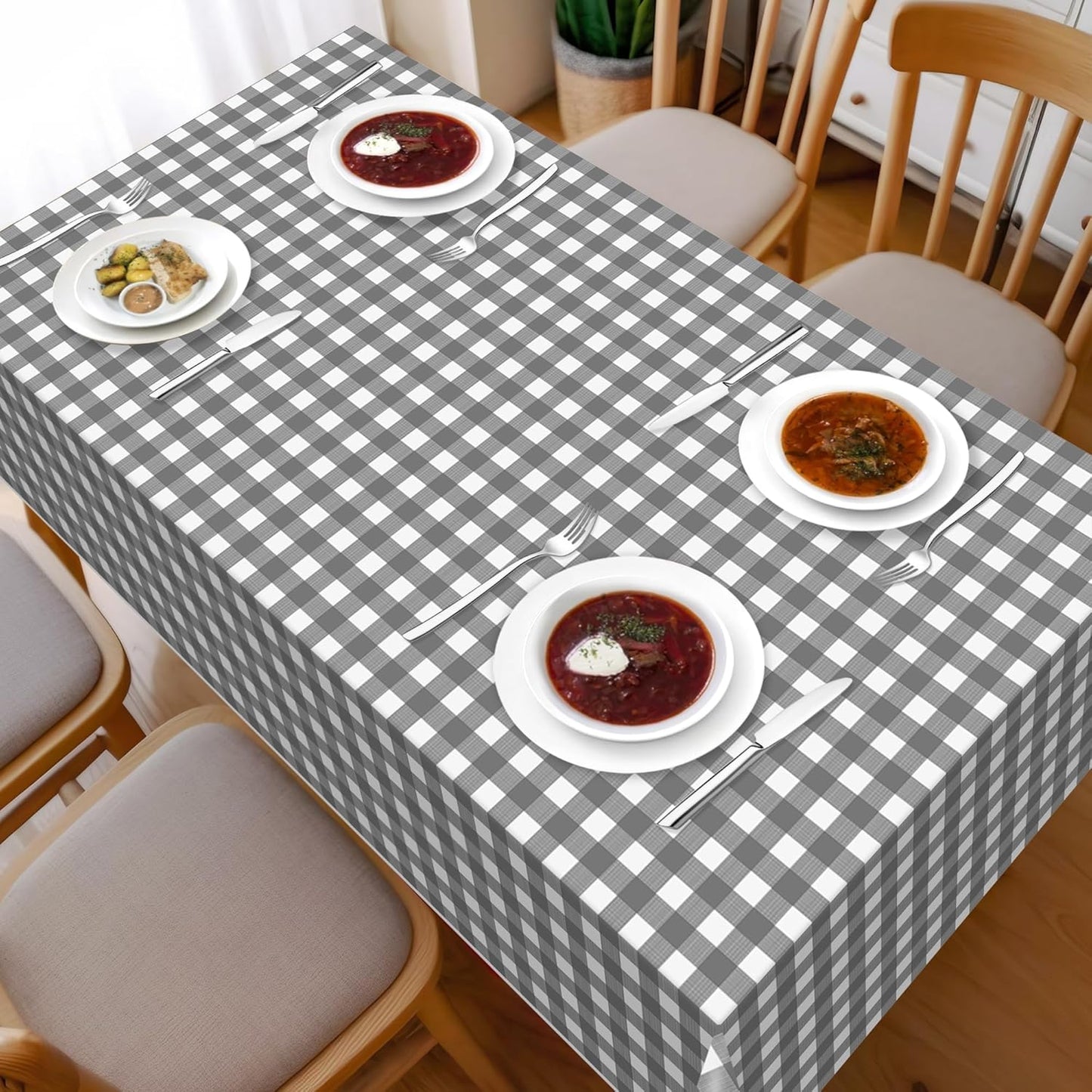 Plastic Tablecloths for Rectangle Tables 3 Pack 54" X 108" Party Table Cloths Disposable for 6 to 8 Foot Tables Indoor or Outdoor Parties Birthdays Weddings Christmas Anniversary Buffet Table